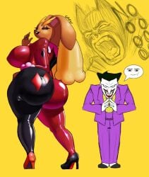 batman_(series) big_ass big_breasts dc_comics devious_grin fluffy fluffy_ears furry gafer.exe harley_quinn_(cosplay) huge_ass joker latex latex_suit lopunny man_face(roblox) meme pokémon_(species) pokemon pokemon_(species) red_eyes self_upload taller_female taller_girl there_are_no_laws_against_pokémon,_batman zamn!