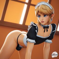 ai_generated femboy highres link luthenai maid penis_bulge pretty_boy protected_link the_legend_of_zelda