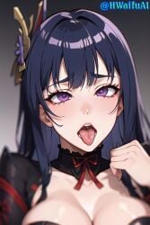 ai_generated cum_in_mouth genshin genshin_impact purple_eyes raiden_shogun