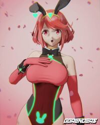 1girls 3d bowtie breasts bunny_ears core_crystal detached_collar elbow_gloves fake_animal_ears ggrenders gloves large_breasts leotard looking_at_viewer nintendo playboy_bunny pyra red_eyes red_hair red_leotard short_hair wrist_cuffs xenoblade_(series) xenoblade_chronicles_2