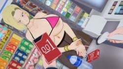 1girls 3d android_18 bad_tag bikini bitch blonde_hair blue_eyes breasts dragon_ball dragon_ball_super earrings female female_pervert hooker jewelry koikatsu large nude ornament ornaments pantyhose pervert pervert_female pink_bikini prostitute prostitution public public_indecency sex_invitation sexually_suggestive supermarket swimsuit