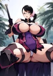 1female 1girls ai_due ai_generated ass big_ass big_breasts big_woman bigger_female black_hair breasts cattleya female female_only gigantic_breasts glasses green_eyes huge_breasts huge_thighs light-skinned_female light_skin massive_breasts mature mature_body mature_female mature_figure mature_woman milf mommy panties ponytail queen's_blade smiling solo solo_female thick thick_ass thick_body thick_female thick_thighs thighs thighs_bigger_than_head voluptuous voluptuous_female wide_hips