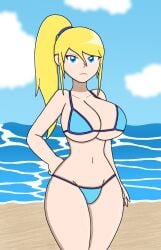 breasts dreamvariety female female_only metroid nintendo samus_aran solo swimsuit