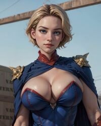 ai_generated anonymous_artist big_ass big_breasts blonde_female blonde_hair blonde_hair_female blue_eyes breasts cleavage homelander looking_at_viewer milf rule_63 the_boys thick thick_ass thick_hips thick_lips thick_thighs