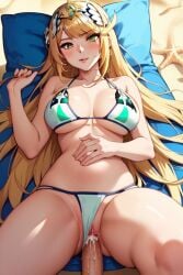 ai_generated beach bikini mythra mythra_(xenoblade) mythrafan65 xenoblade_(series) xenoblade_chronicles_2