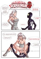 1boy 1girls cheating_boyfriend comic cowgirl_position cum_in_pussy cum_inside english_text female female_on_top instant_loss_2koma male marvel panties_around_one_leg peter_parker recreator2099 sex silver_eyes silver_hair silver_sable silver_sablinova spider-man spider-man_(series) straight straight_hair text ultimate_spider-man vaginal_penetration