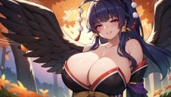 ai_generated big_breasts dead_or_alive kawaii_waifus kimono nyotengu patreon preview wallpaper