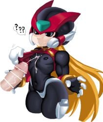 2boys android bodysuit cum cum_on_body cum_on_chest femboy male_only mega_man mega_man_zero navel nipples penis riso robot thighs yaoi zero_(mega_man)