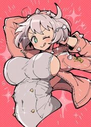 big_breasts elphelt_valentine guilty_gear guilty_gear_strive itsuka_neru jacket sideboob tagme upper_body