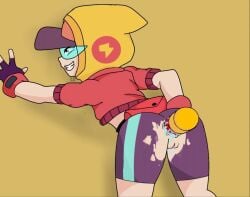 ass brawl_stars female max_(brawl_stars) pose pussy smile streetwear_max tagme