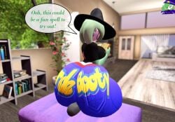 3d 3d_(artwork) big_ass big_breasts breasts bubble_butt facesitting female gardevoir huge_ass jeans pokémon_(species) pokemon pokemon_(species) tagme text text_bubble thick_thighs vanessa_(zer0264) wide_hips witch_hat zer0264