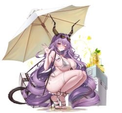 1girls absurd_res arknights bikini female horns lilac_(k32420276) micro_bikini sunglasses typhon_(arknights) very_high_resolution