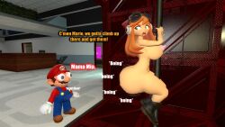 3d 3d_(artwork) ass_bigger_than_head ass_focus ass_jiggling big_ass big_breasts big_butt boner_in_pants bouncing_ass bubble_butt dialogue garry's_mod gmod heartbeat kaibernation mario mario_(series) meggy_spletzer naked_female nervous nipples onomatopoeia side_ass smg4 text