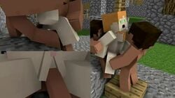 1girls 2boys 3d alex_(minecraft) anal animated cubic_breasts cum cum_in_ass cum_in_pussy cum_inside double_penetration flamingono herobrine minecraft no_sound nude public_sex sex steve_(minecraft) tagme threesome vaginal_penetration video