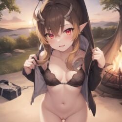 1girls ai_generated big_breasts black_bra breasts clothing female female_only happy long_hair midna nintendo public ruptuorie small_breasts solo the_legend_of_zelda the_legend_of_zelda:_twilight_princess twili_midna twilight_princess
