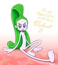 1girls ass blue_eyes breasts butt dreamworks feet foot_focus green_hair nipples noodle_arms noodle_legs nude pink_skin pussy soles toes trolls_(film) trolls_band_together vagina velvet_(trolls)