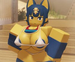 1girls 3d animal_crossing ankha ankha_(animal_crossing) boobs feline female nintendo roblox shibsol_rr34 tagme white_bra white_panties