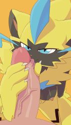 absurd_res animated anonymous_artist anthro blue_eyes breasts duo felid female first_person_view fur generation_7_pokemon genitals hi_res human legendary_pokemon loop male male/female male_pov mammal masturbation nintendo nipples nude penis pokemon pokemon_(species) pussy simple_background solo_focus yellow_body yellow_fur zeraora