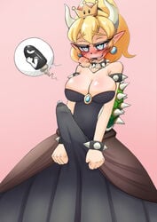 1futa blush bowsette breasts bulge bullet_bill clothing dress earrings erection erection_under_clothes futa_only futanari futanarization genderswap huge_breasts humanoid intersex large_breasts male_to_futa mario_(series) new_super_mario_bros._u_deluxe nintendo nook-lom penis_outline precum precum_through_clothing rule_63 scalie solo super_crown super_mario_bros. tenting