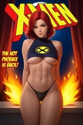 1girls ai_generated comic_cover cover_page female female_only fire_from_ass human human_only jean_grey kuku light-skinned_female light_skin marvel panties red_hair sex spicy_dinner underboob underwear undies x-men