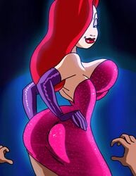 1girls 2018 5_fingers ass big_ass big_breasts big_butt breasts butt clothed clothing dat_ass dboy disney dress elbow_gloves eyebrows eyelashes eyeliner female fully_clothed gloves hair_over_one_eye hands_on_hips human jessica_rabbit lipstick long_hair looking_back looking_back_at_viewer purple_gloves red_hair red_lipstick redhead smile thick thick_ass thick_thighs thighhighs who_framed_roger_rabbit wide_hips