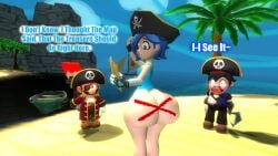 1girls 2boys big_ass big_butt body_writing bottomless bubble_butt confused confused_face confusion fat_ass garry's_mod gmod huge_ass kaibernation large_ass map mario mario_(series) massive_ass paint smg4 smg4_(character) tari_(smg4) thick_ass thick_thighs treasure_map wide_ass wide_hips