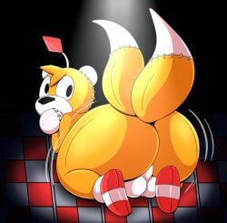 back_view backsack balls big_ass big_butt dark_room doll naked presenting_hindquarters shoes shoes_only sonic_(series) sonic_the_hedgehog_(series) tagme tail tails tails_doll tails_the_fox tepigfan101 wiggle_lines wiggling_ass