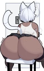 1girls 2020s 2024 2d 2d_(artwork) ass big_ass big_breasts big_butt big_thighs bottomless breasts cat_ears cat_girl chair cigarette cleavage dark-skinned_female dark_skin dat_ass female female_focus female_only hi_res highres hips huge_ass igxxiii large_ass large_breasts large_butt large_thighs original original_character round_ass sitting skirt smoking solo solo_female solo_focus sweat sweating sweaty thick_thighs thighhighs thighs white_background wide_hips