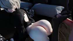 1boy 1girls 3d android animated ass black_clothing butt feet feet_together feet_up female footjob footjob_with_legwear human human_on_android idemi-iam laying_down lying lying_down male nier nier:_automata nier_(series) no_shoes no_sound no_watermark pale pale-skinned_female pale-skinned_male pale_skin penis socks socks_only stockings thighhighs toe_socks toes video white_hair yorha_2b