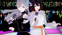 2girls casual crowd cum_on_tongue kasuka_(vesperbell) koikatsu parody randomfella0 singing stage vesperbell yomi_(vesperbell)