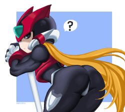 1boy android ass bodysuit femboy male_only mega_man mega_man_zero riso robot thighs zero_(mega_man)