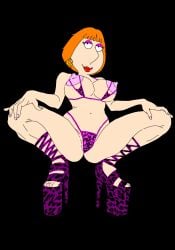big_areolae big_nipples bobcut family_guy french_nails hard_nipples high_heels hoop_earrings legs_apart leopard_print leopard_print_bikini lois_griffin looking_at_viewer looking_down milf nipples nipples_visible_through_clothing orange_hair pink_lingerie pink_makeup pink_nipples red_lipstick solo_female squatting