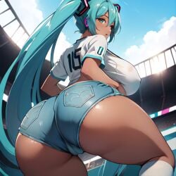 ai_generated big_ass booty_shorts brazilian brazilian_female brazilian_miku dark_skin hatsune_miku huge_ass jean_shorts silly unartist