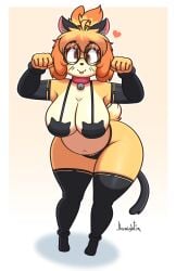 animal_crossing big_breasts breasts cleavage derpybelle female furry huge_breasts jhenightfox thick_thighs wide_hips