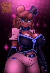 anthro beanontoast big_breasts brown_fur female five_nights_at_freddy's fredina fredina's_nightclub frenni_(cryptia) frenni_(cryptiacurves) frenni_fazclaire thick_thighs