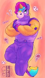 2024 angry anthro bara bara_tits barazoku berry_(brawl_stars) biceps brawl_stars bulge bulge_through_clothing candy confused dilf fur furry gay gay_male gloves horse horse_ears ice_cream male male_focus male_only multicolored_hair muscle_slut muscles naughtysebb purple_fur simple_face suit supercell tail tattoo