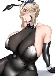 1girls arind_yudha artoria_pendragon_(lancer_alter) big_breasts black_gloves black_handwear blonde_hair breasts bunny_ears bunny_girl bunnysuit fate/grand_order fate_(series) female gloves handwear huge_breasts large_breasts solo yellow_eyes