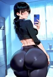 1girls ai_generated artstyle_imitation ass black_hair bottom_heavy breasts bubble_ass bubble_butt chainsaw_man dat_ass female floox high_resolution huge_ass large_ass light-skinned_female light_skin mitaka_asa round_ass selfie showing_off showing_off_ass stable_diffusion thiccwithaq_(ai_style) thick thick_ass thick_thighs tight_pants