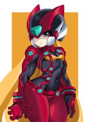 1boy android asuka_langley_sohryu_(cosplay) bodysuit femboy male_only mega_man mega_man_zero navel plugsuit riso robot thighs zero_(mega_man)