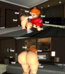 1boy 1futa 3d ass bed bedroom big_ass big_ass_(futa) futa_on_male futa_sans_pussy futanari garry's_mod gmod human_meggy kaibernation mario mario_(series) meggy_spletzer smg4