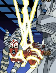 1boy 1girls 2d alien alien_girl animated arm_markings ass_grab background barefoot bondage cape clone_wars_(2003) completely_nude cyborg dboy dominant duo electric electricity facial_markings feet female female_penetrated femsub general_grievous gif head_grab holding horn jedi jedi_master leg_markings male male_penetrating male_penetrating_female maledom markings nude nudity one_eye_closed open_mouth penetration rape red_body sex shaak_ti side_view simple_background standing star_wars straight submissive suspension tentacle tentacle_hair thick_thighs thighs togruta white_markings white_nipples