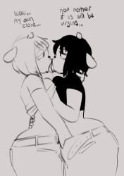 2024 2girls belt female female/female female_focus female_only fingering fingering_under_clothes furry grope groping groping_breasts groping_under_clothes honeyboyy kiss_on_lips kissing lamb lammy_(um_jammer_lammy) lammy_lamb lesbian_couple lesbian_kiss parappa_the_rapper rammy_lamb selfcest sony_corporation sony_interactive_entertainment text um_jammer_lammy unbuckled_belt yuri