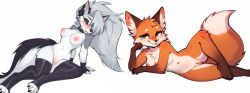 ai_generated fox furry horny loona_(helluva_boss)pappy_(vkontakte) unknown_artist vkontakte wolf