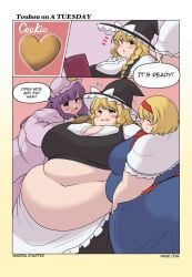 alice_margatroid bbw belly_overhang big_belly big_female blush chubby chubby_female cookie double_chin dr-black-jack embarrassed fat fat_arms fat_ass fat_female fat_fetish fat_girl fat_woman fatty feeding huge_belly large_female marisa_kirisame morbidly_obese morbidly_obese_female obese obese_female overweight overweight_female patchouli_knowledge pig plump pork_chop thick_thighs tight_clothing tights touhou tubby weight_gain witch witch_costume witch_hat