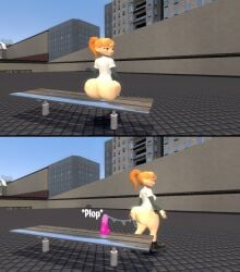 3d anal anus_juice anus_leaking ass_jiggle bench big_ass big_booty big_butt bottomless bubble_butt dildo dildo_in_ass dildo_sitting female_only garry's_mod human_meggy kaibernation meggy_spletzer sex_toy smg4 solo walking