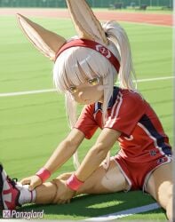 ai_generated armpit_fetish armpits cameltoe fur furry high_resolution highres hires made_in_abyss nanachi panzglard sport sports_bra sports_uniform sportswear sweat