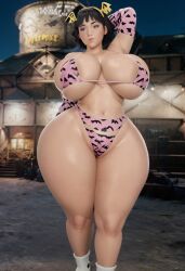 1girls ai_generated alternate_ass_size alternate_breast_size bat_print bbw big_breasts bikini chubby chubby_female female female_only huge_ass huge_breasts hyper_ass hyper_breasts naruto_(series) print_bikini solo solo_female thick_thighs uzumaki_himawari