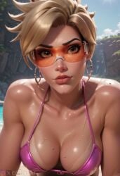 ai_generated antifragile_traysi beach big_breasts bikini le_sserafim lena_oxton overwatch overwatch_2 oxtonai tracer