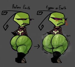 1girls alien alien_girl antennae ass ass_expansion before_and_after big_ass blush bottomless bubble_butt fat_ass female female_only green_skin huge_ass invader_zim large_ass looking_at_viewer looking_back nanodude78 png purple_sclera solo sweat sweaty_ass tak_(invader_zim) thick_ass thick_thighs time_skip wide_hips