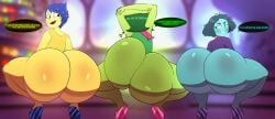 2d 2d_animation 3girls animated arms_up ass ass_bigger_than_head ass_focus ass_shake asstronsfw big_ass blue_body blue_hair bottom_heavy bottomless bouncing_ass bubble_butt dialogue disgust_(inside_out) envy_(inside_out) fat_ass female female_only green_body green_hair hands_behind_head heels huge_ass inside_out inside_out_2 jiggle jiggling_ass joy_(inside_out) large_ass massive_ass shaking_ass shoes shortstack text thick_ass thick_thighs thunder_thighs twerking wide_hips yellow_body